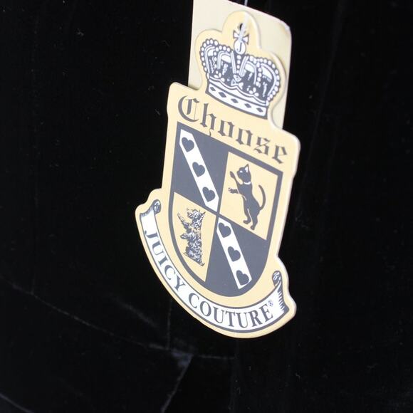 Juicy Couture Black Crushed Silk Velvet Blazer Cropped Rhinestone Buttons Size 4 - Picture 9 of 14